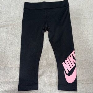 Nike Kids Black Leggings with Pink Logo Size 2-3T